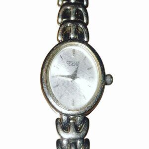 Citizen Watch Co Silver Tone Analog Oval Face Chain Link Band Japan Movement
